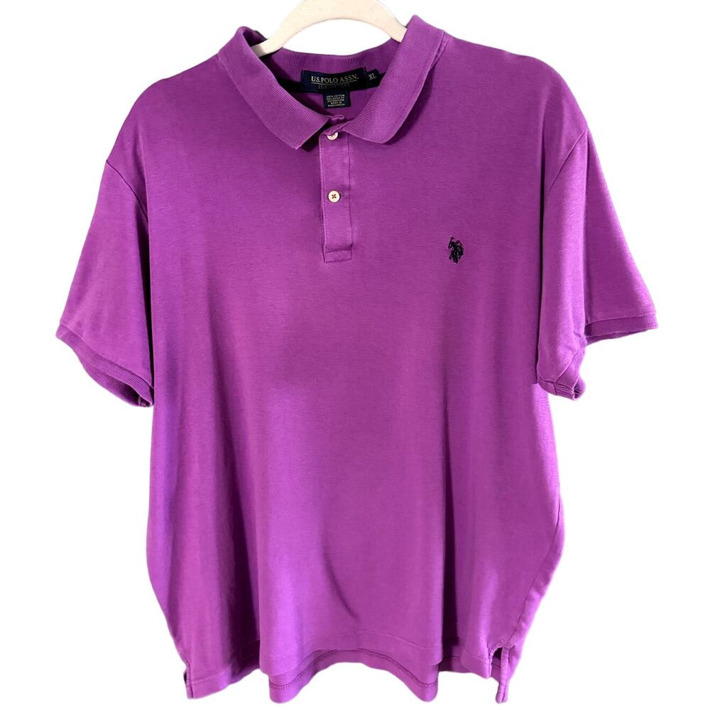 US POLO ASSN. MEN SHORT SLEEVE PURPLE POLO SIZE XL CASUAL VACATION WEAR